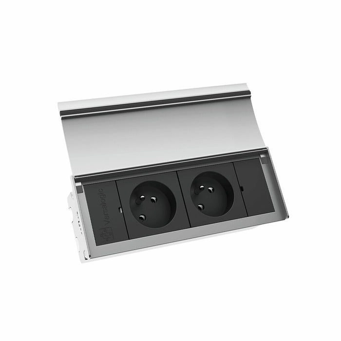 Naber | VersaLid, Steckdosenelement, mit belgischen/französischen Steckdosen, Deckel Aluminium eloxiert