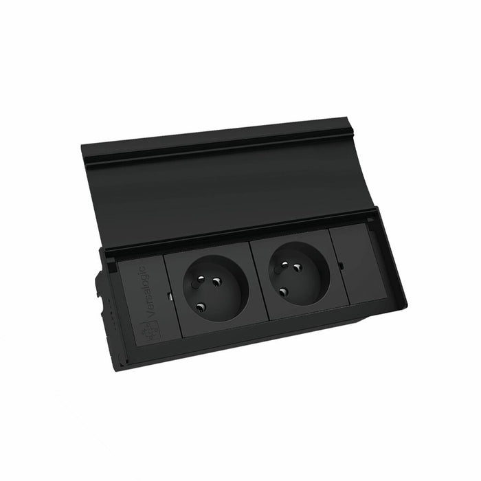 Naber | VersaLid, Steckdosenelement, mit belgischen/französischen Steckdosen, Deckel schwarz matt