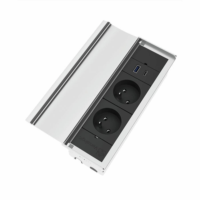 Naber | VersaLid USB A/C, Steckdosenelement, mit belgischen/französischen Steckdosen, Deckel weiß matt