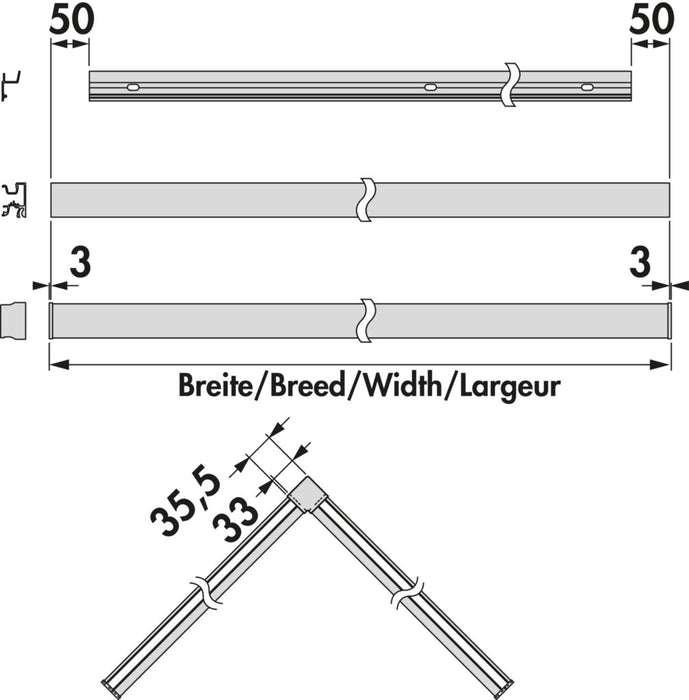 Naber Lucento Profilsystem, Relingsystem, 1800mm, 35,28 W, schwarz