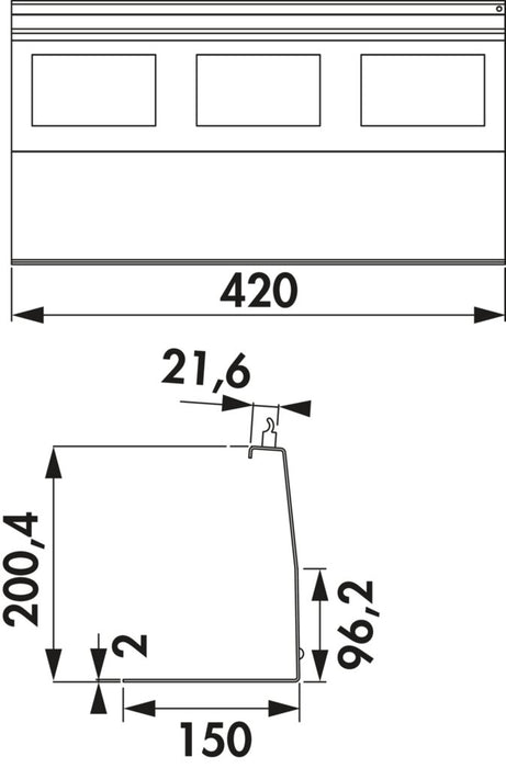 Naber Lucento Universalablage hoch, Relingsystem, schwarz