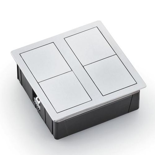 Naber | Plaza 2 USB | Einbausteckdosenelement | mit schweizer Steckdosen | Edelstahl gebürstet | Einbautiefe 50 mm