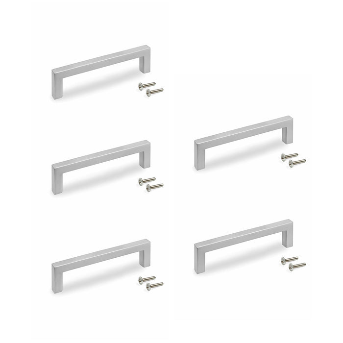 Lot von 5 Möbelgriffe Habana, L136mm, 128mm Achsenabstand, Zamak, Nickel satiniert