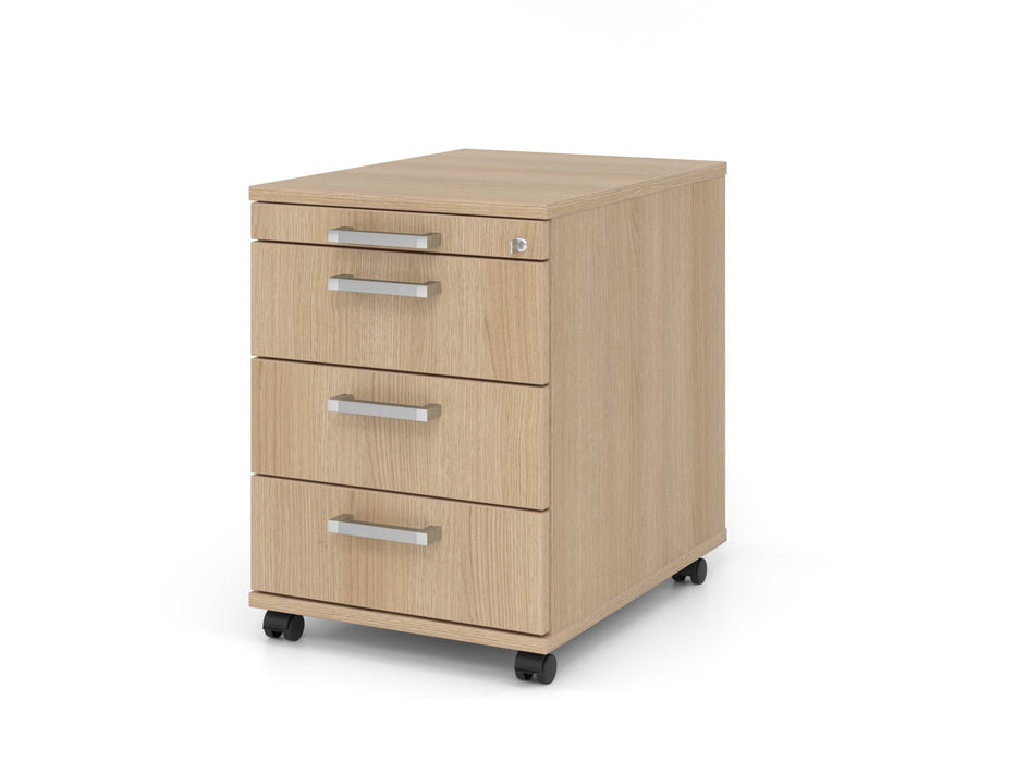 Hammerbacher | Rollcontainer 58cm, 3 Schübe, Schloß CE Eiche