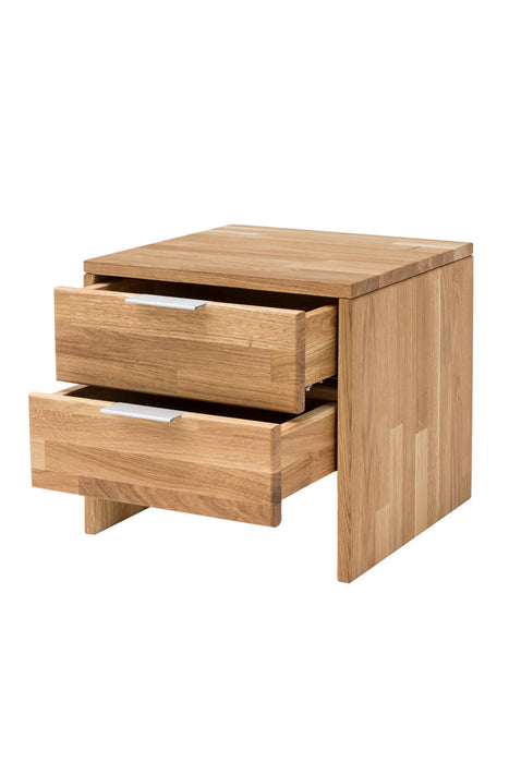 WOODLIVE | Nick | Nachttisch Massivholz | Buche & Eiche | Natur & Weiß