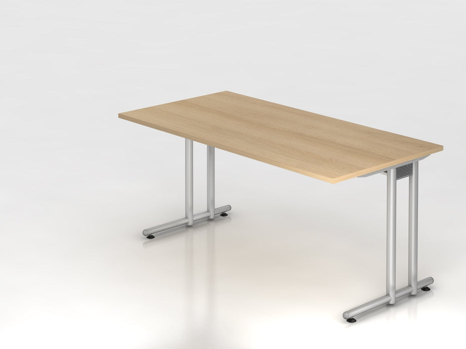 Hammerbacher | Schreibtisch C-Fuß 160x80cm Eiche / Silber