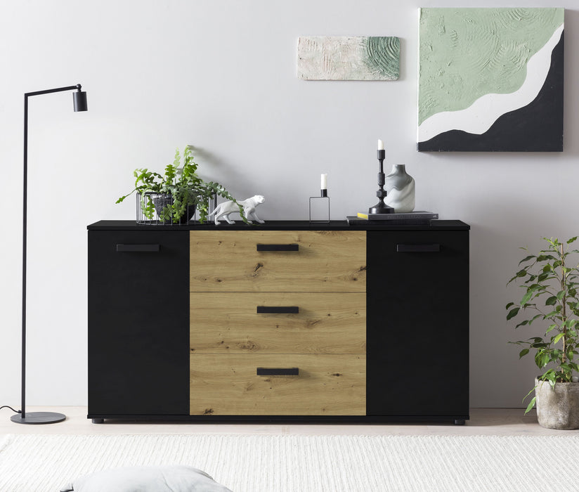 Hometrend | DUO 084 Sideboard | Artisan Eiche/Schwarz / Schwarz/Artisan Eiche