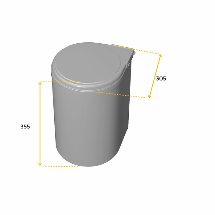 EmucaRecyclingbehälter Befestigung an der Möbeltür, 1 1 ausziehbarer Recycling-Recyclingbehälter,13 Liter, Kunststoff, Grau