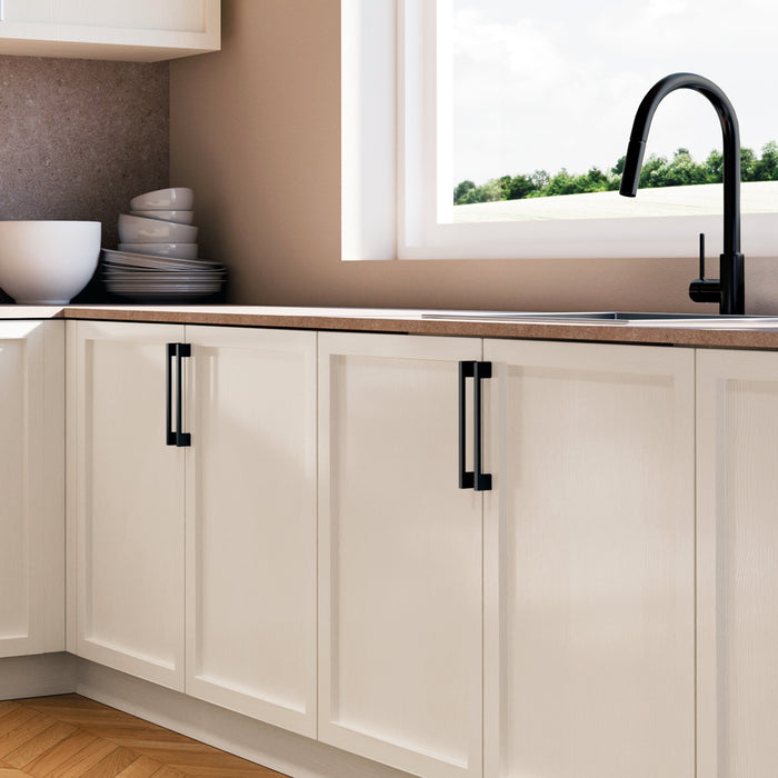 Lot von 5 Möbelgriffe Montreal, L192mm, 160mm Achsenabstand, Zamak, Schwarz lackiert