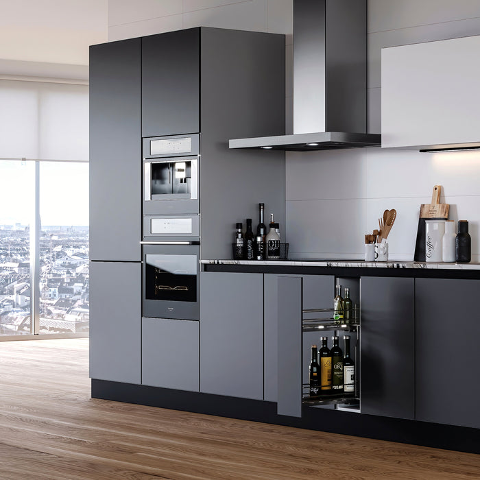 Flaschenhalter SupraMax, seitlich, auziehbar, Schließautomatik, Modul 200mm, Stahl, Verchromt