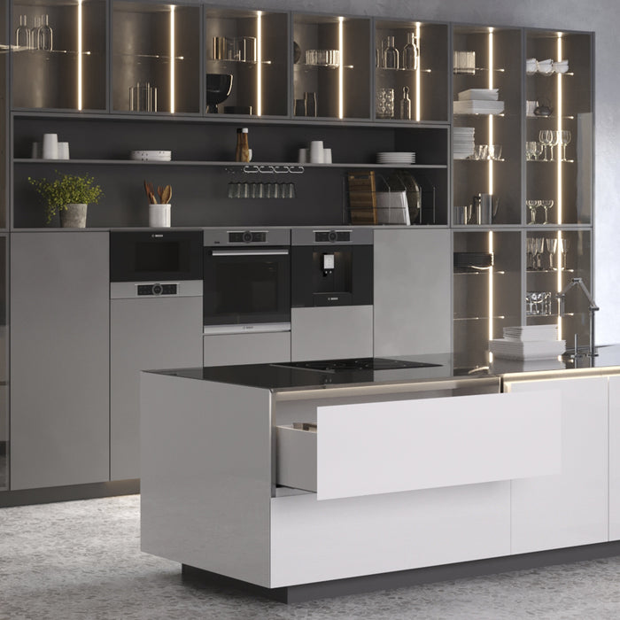 Aussenschublade Vertex 3D-Regelung, H 93mm, 40Kg, T 550mm, Stahl, Weiß lackiert