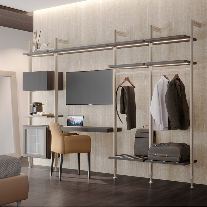 Satz von 2 Zero Rahmen Beschlägen Profilen Boden- Wandmontage Nivellierer, Aluminium Zamak, Steingrau