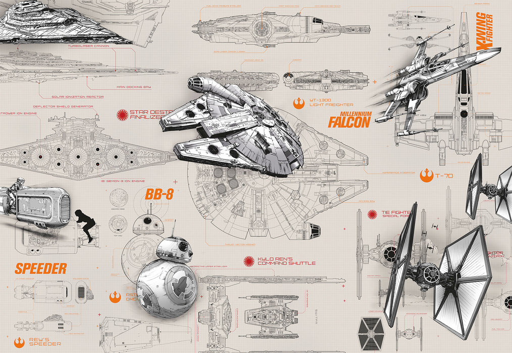 Papier Fototapete | STAR WARS Blueprints | 368 x 254 cm