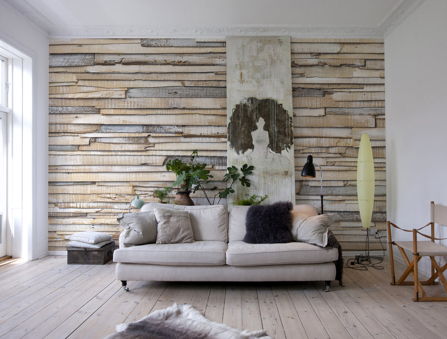 Papier Fototapete | Whitewashed Wood | 368 x 254 cm