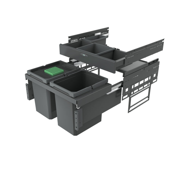 Naber | Cox® Base 360 K 600-2 Board Abfallsammler mit Frontauszugssystem Biodeckel anthrazit 460 mm