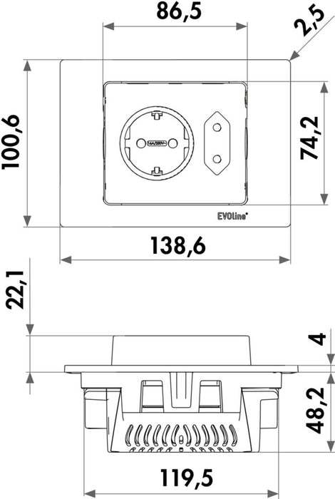 Naber Evoline® Spin USB C, Steckdosenelement, schwarz matt