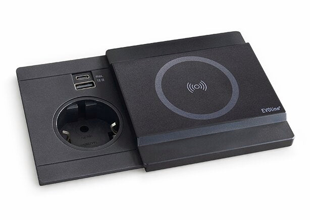 Naber Evoline® Circle80 mit Schiebedeckel DisQ, Steckdosenelement, schwarz matt