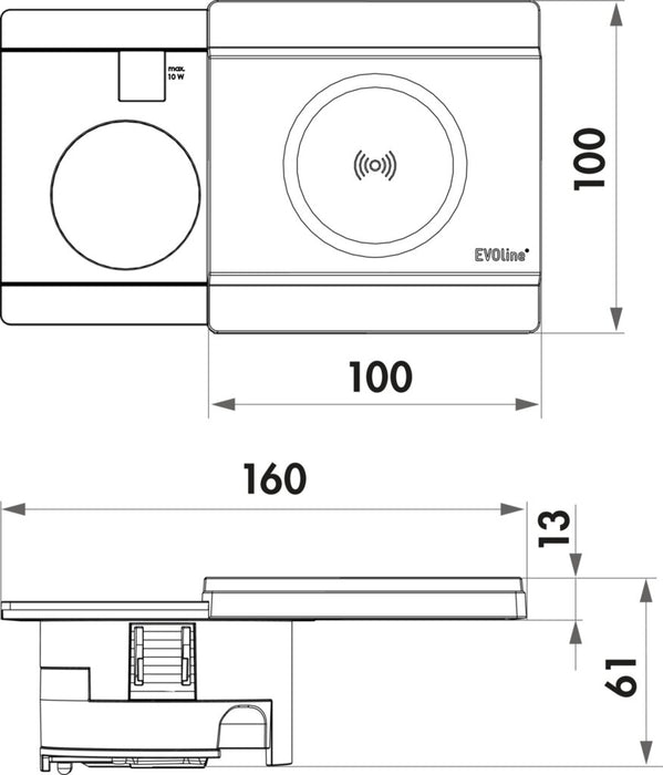 Naber Evoline® Circle80 mit Schiebedeckel DisQ, Steckdosenelement, schwarz matt
