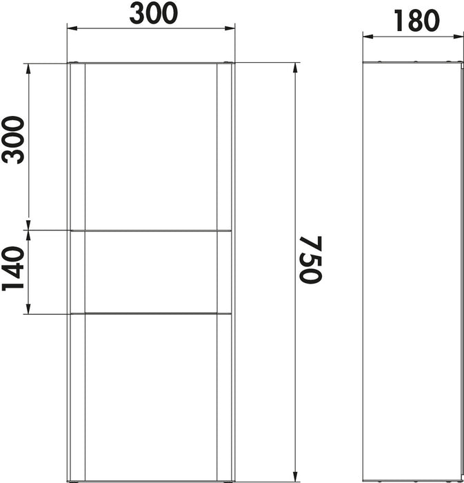 Naber | transFORM Solitärregal | Regalsystem | 750 x 300 x 180 mm (H x B x T)