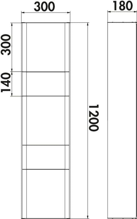 Naber | transFORM Solitärregal | Regalsystem | 1200 x 300 x 180 mm (H x B x T)