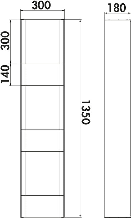 Naber | transFORM Solitärregal | Regalsystem | 1350 x 300 x 180 mm (H x B x T)