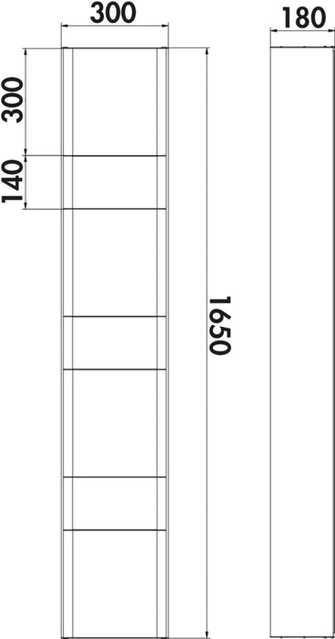 Naber | transFORM Solitärregal | Regalsystem | 1650 x 300 x 180 mm (H x B x T)