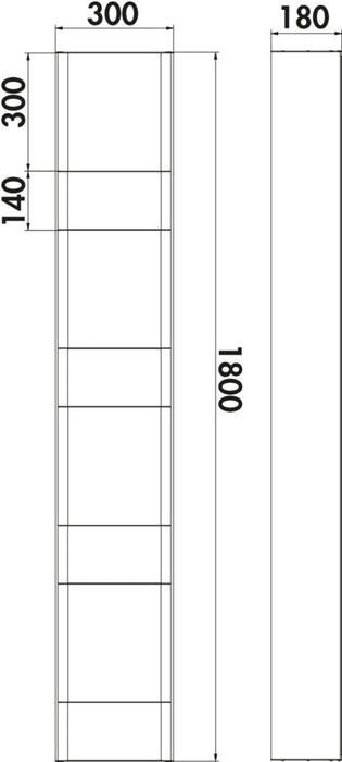 Naber | transFORM Solitärregal | Regalsystem | 1800 x 300 x 180 mm (H x B x T)