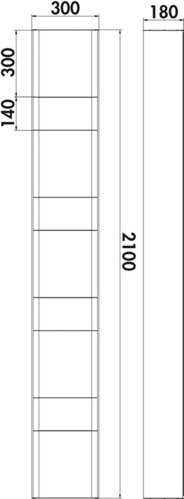 Naber | transFORM Solitärregal | Regalsystem | 2100 x 300 x 180 mm (H x B x T)