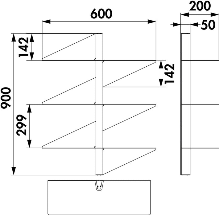 Naber transFORM Regalsystem Sail, Regalsystem, 900 x 600 x 200 mm (H x B x T), 3 Böden
