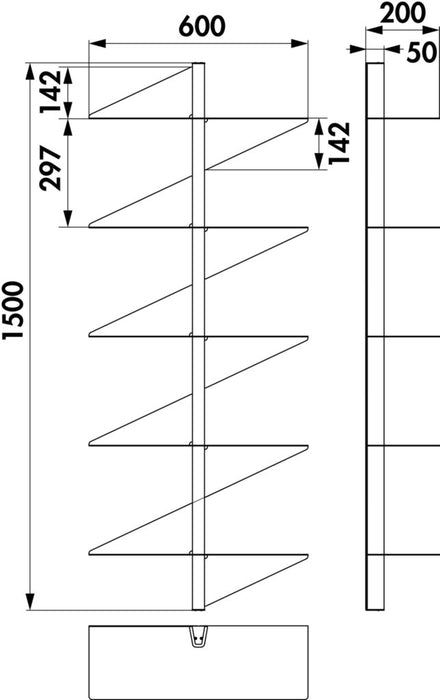 Naber transFORM Regalsystem Sail, Regalsystem, 1500 x 600 x 200 mm (H x B x T), 5 Böden