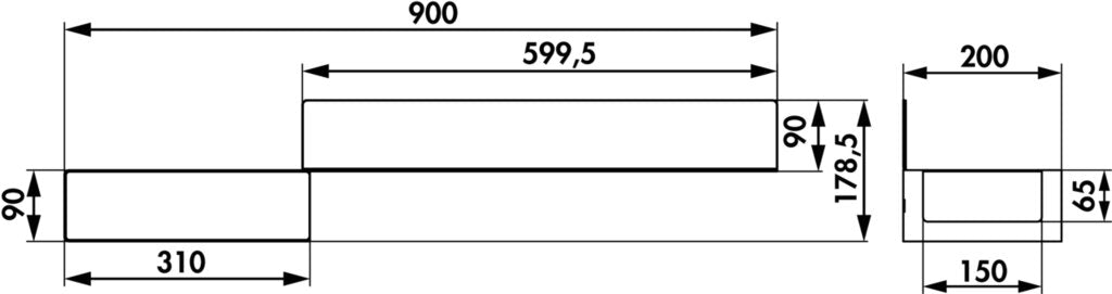 Naber Steps 2 Wandregal Reling, Regalsystem, B 900 mm, 9 kg