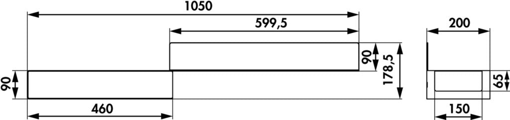 Naber Steps 2 Wandregal Reling, Regalsystem, B 1050 mm, 10,5 kg