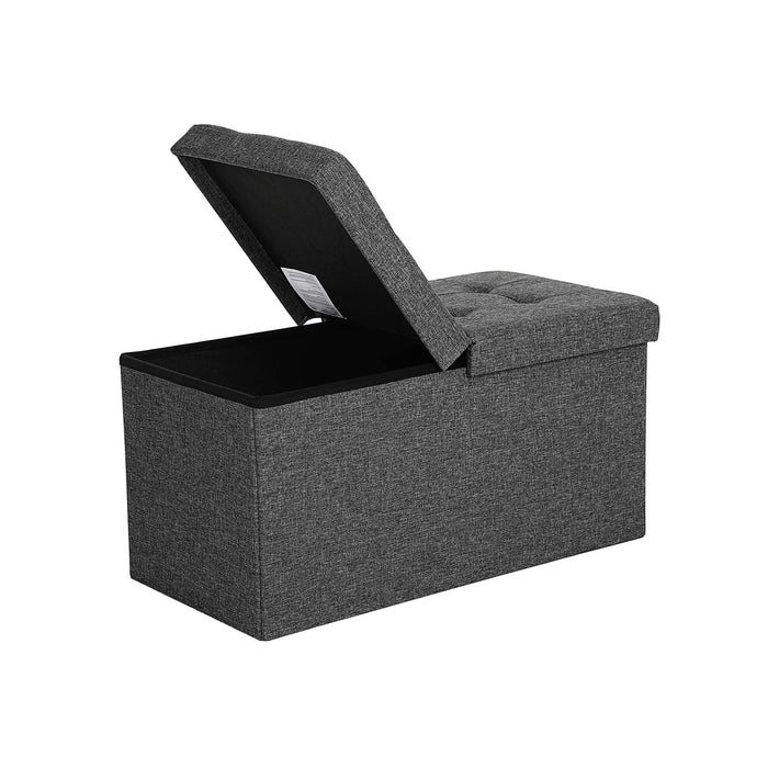 AUSLAUF SONGMICS | 80L Storage Ottoman, Folding Shoe Bench, with Flipping Lid, Load Capacity 300 kg, 76 x 38 x 38 cm, Dark grau LSF46GYZ