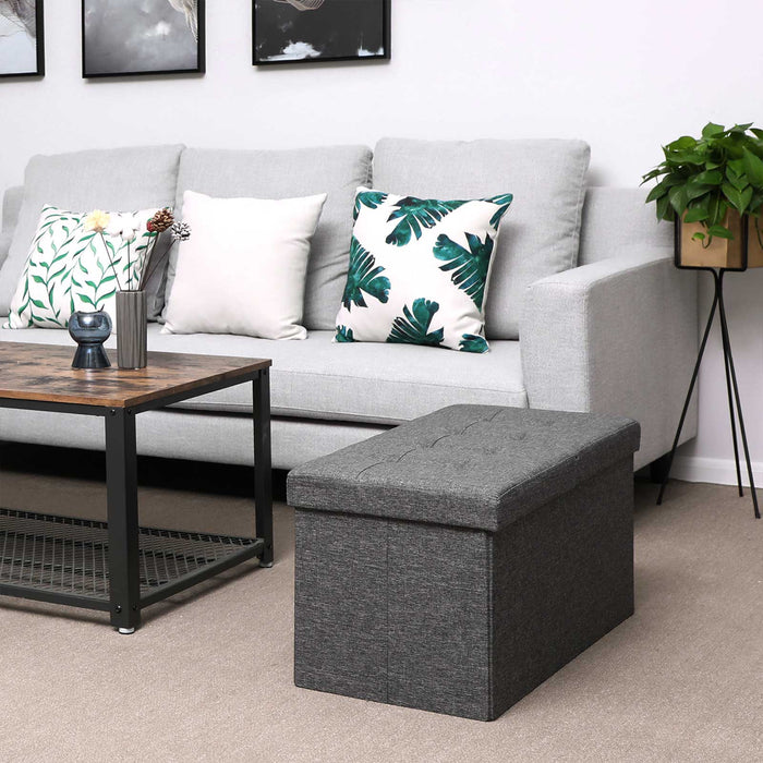 AUSLAUF SONGMICS | 80L Storage Ottoman, Folding Shoe Bench, with Flipping Lid, Load Capacity 300 kg, 76 x 38 x 38 cm, Dark grau LSF46GYZ