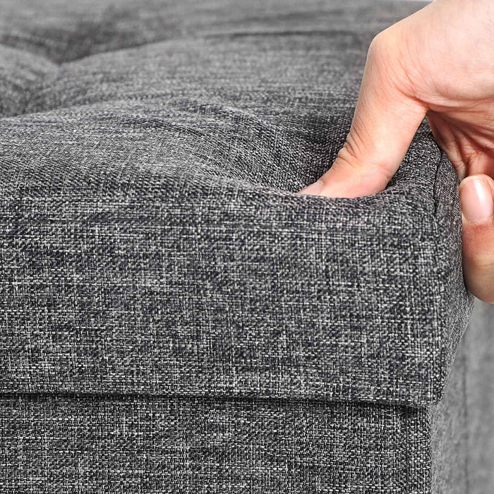 AUSLAUF SONGMICS | 80L Storage Ottoman, Folding Shoe Bench, with Flipping Lid, Load Capacity 300 kg, 76 x 38 x 38 cm, Dark grau LSF46GYZ