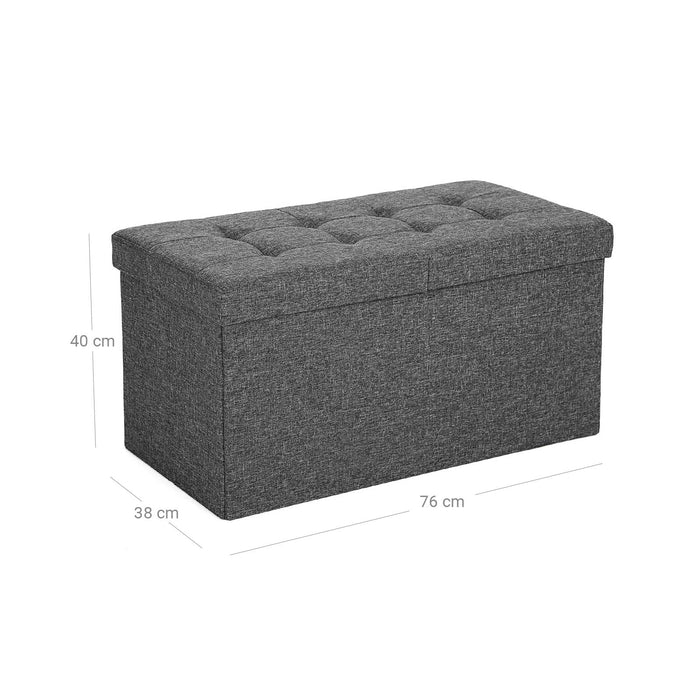 AUSLAUF SONGMICS | 80L Storage Ottoman, Folding Shoe Bench, with Flipping Lid, Load Capacity 300 kg, 76 x 38 x 38 cm, Dark grau LSF46GYZ