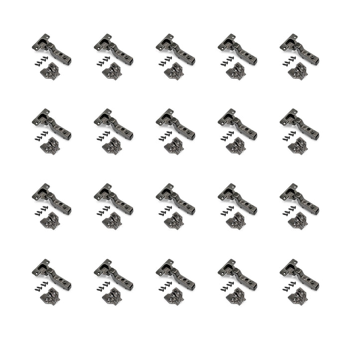 Emuca | Kit von 20 Topfscharniere x91 Innenanschlag Schließautomatik Kreuzmontageplatten zum Schrauben, H 0, Stahl, Titan-Ausführung