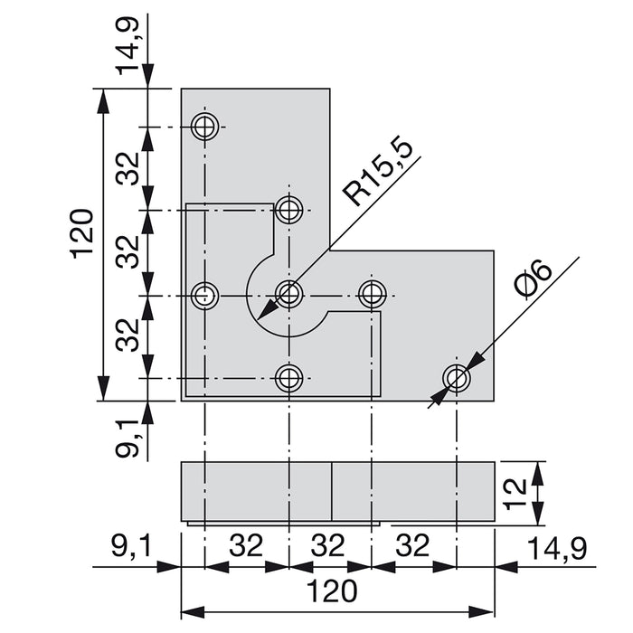 Lot von 20 Möbelfüßen Alumix 8, H 12mm, Kunststoff, Silbergrau