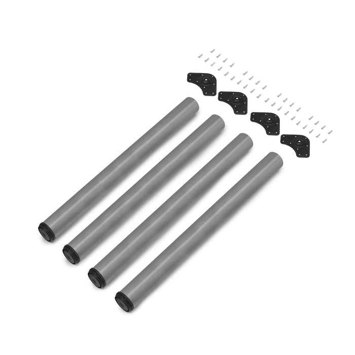 Lot von 4 Tischbeine, Durchmesser 60mm, H 830mm, Stahl, Silbergrau