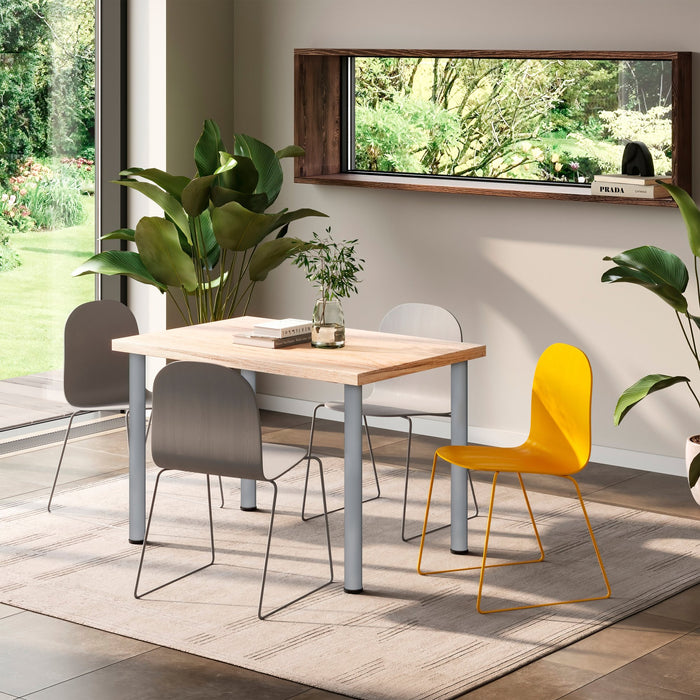 Lot von 4 Tischbeine, Durchmesser 60mm, H 830mm, Stahl, Silbergrau