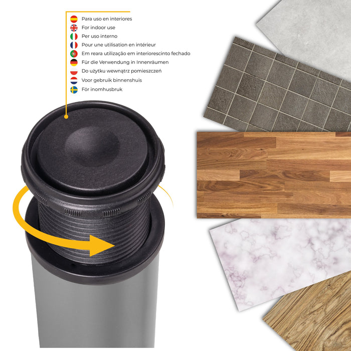 Lot von 4 Tischbeine, Durchmesser 60mm, H 830mm, Stahl, Silbergrau