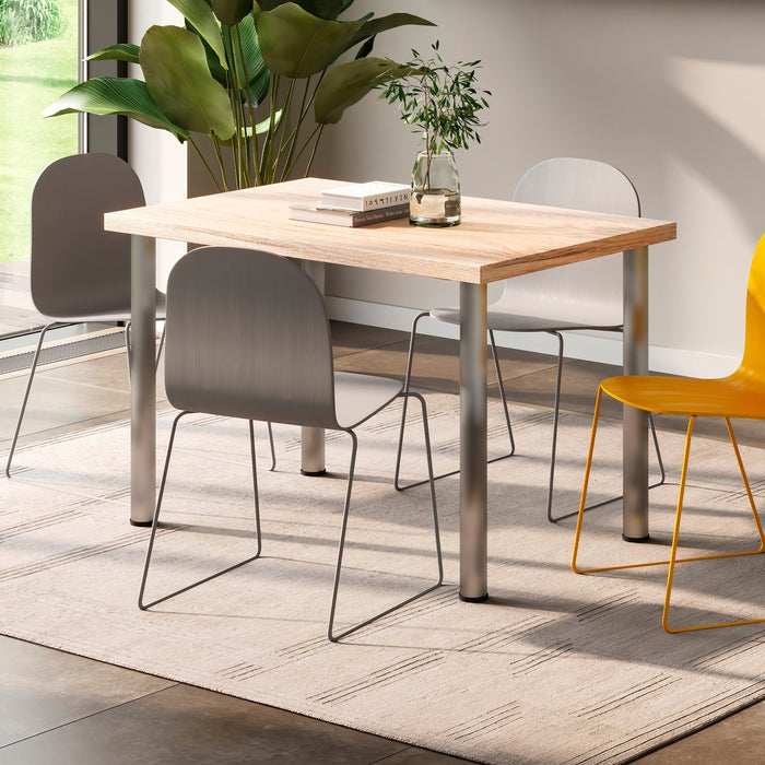 Lot von 4 Tischbeine, Durchmesser 60mm, H 830mm, Stahl, Nickel satiniert