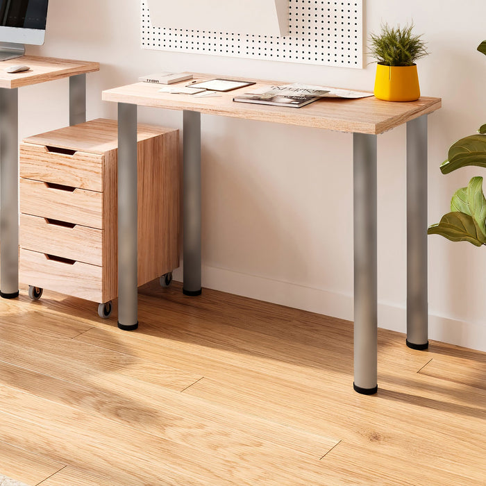 Lot von 4 Tischbeine, Durchmesser 60mm, H 710mm, Stahl, Nickel satiniert