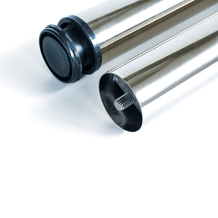 Lot von 4 Tischbeine, Durchmesser 60mm, H 830mm, Stahl, Nickel satiniert