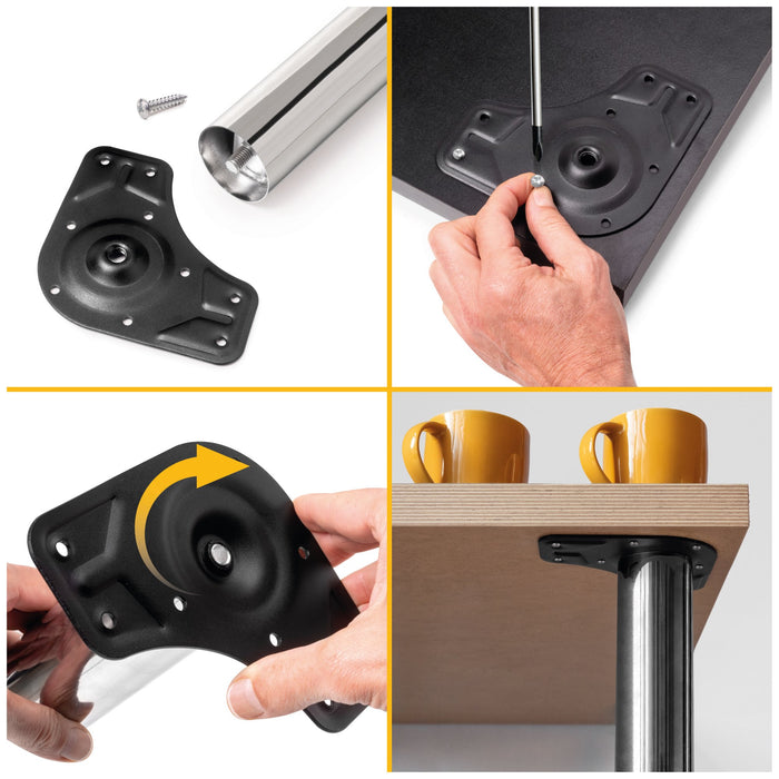 Lot von 4 Tischbeine, Durchmesser 60mm, H 710mm, Stahl, Verchromt