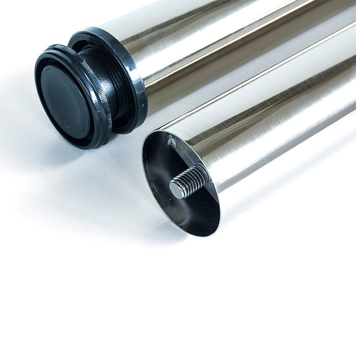 Lot von 4 Tischbeine, Durchmesser 60mm, H 710mm, Stahl, Nickel satiniert