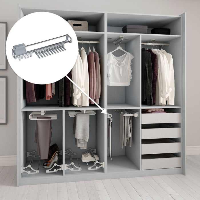 Krawattenhalter seitlich ausziehbar Self, Grau metallic, Stahl Kunststoff