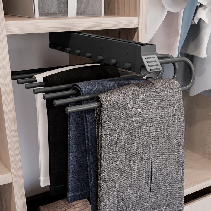 Ausziehbarer Hosenbügel, Rechts, Grau metallic, Stahl Kunststoff