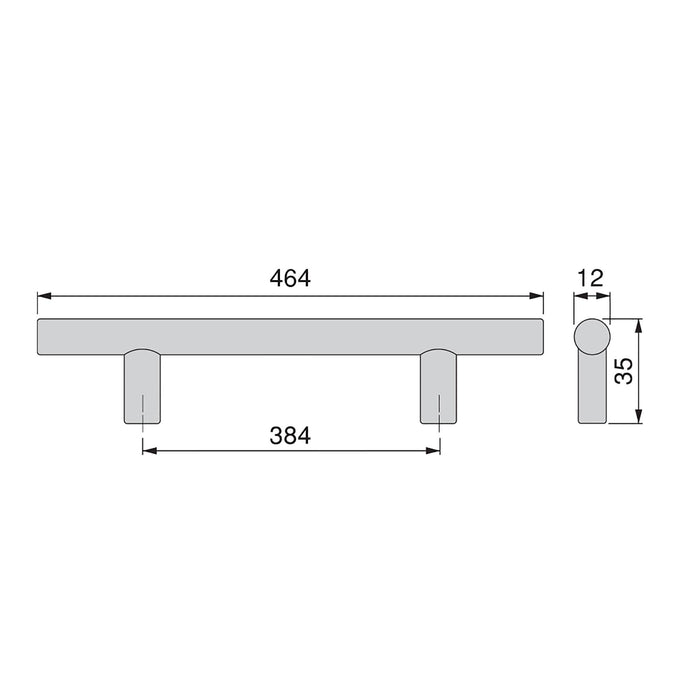 Möbelgriff Orlando, L464mm, 384mm Achsenabstand, Stahl, Nickel satiniert