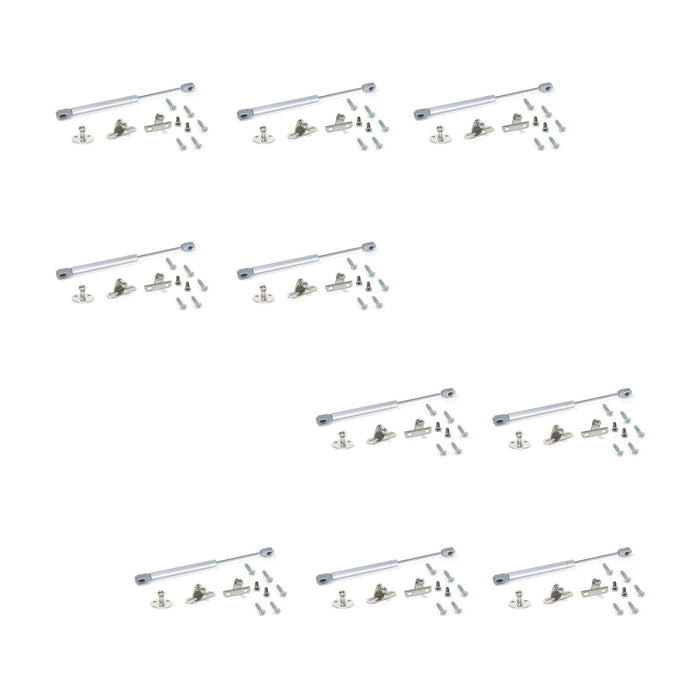 Kit von 10 Kolben H Klapptür, 11kg, 80mm Lauf, Halterungen, Stahl Kunststoff, Metallic Grau